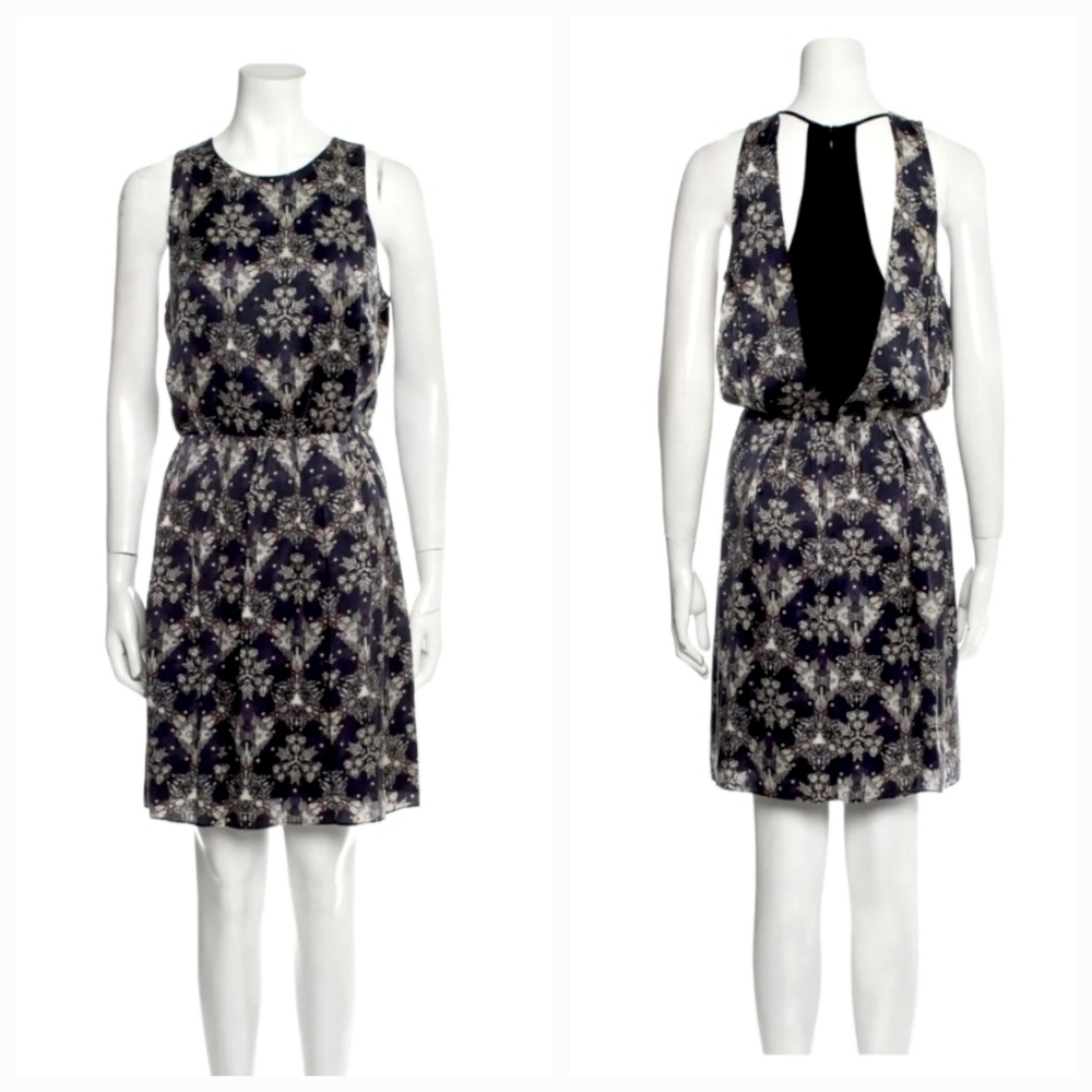 Rebecca Taylor Metallic Grey Kaleidescope Mini Dress - Picture 1 of 7